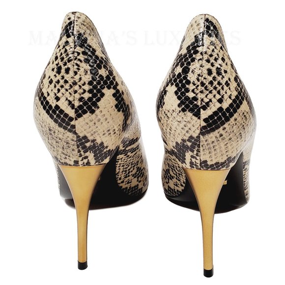GUCCI SHOES PYTHON PRINT METAL 105mm HIGH HEEL PUMPS - Picture 9 of 14